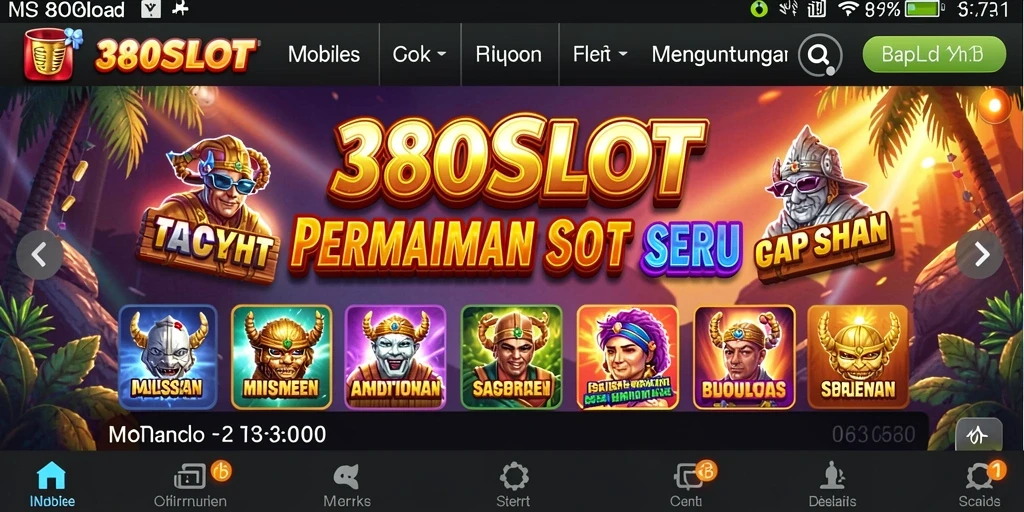 Tampilan gameplay menarik dari 380SLOT dengan berbagai tema slot.