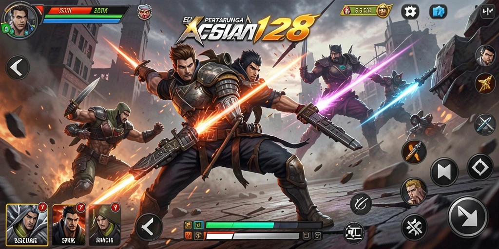 Tampilan gameplay menegangkan dari ASIA128 dalam pertempuran Action.