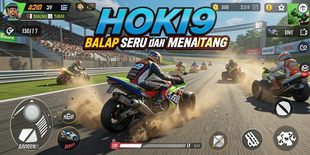 Screenshot gameplay HOKI9 menampilkan aksi balap yang intens.