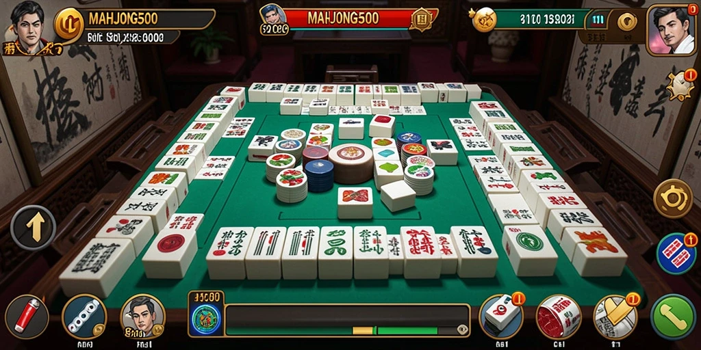 Tangkapan layar dari gameplay seru MAHJONG500, lengkap dengan papan Mahjong yang menantang.