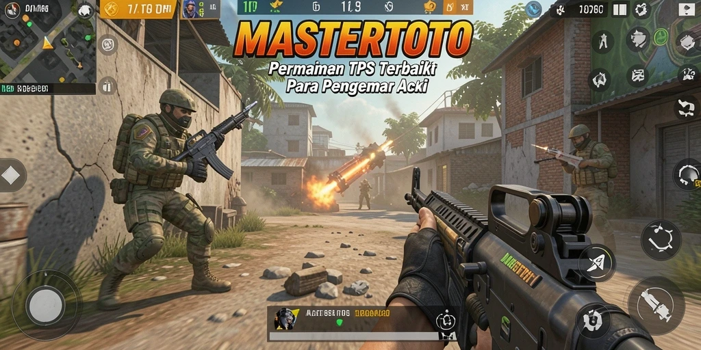 Screenshot utama MASTERTOTO menampilkan aksi seru dalam permainan TPS.