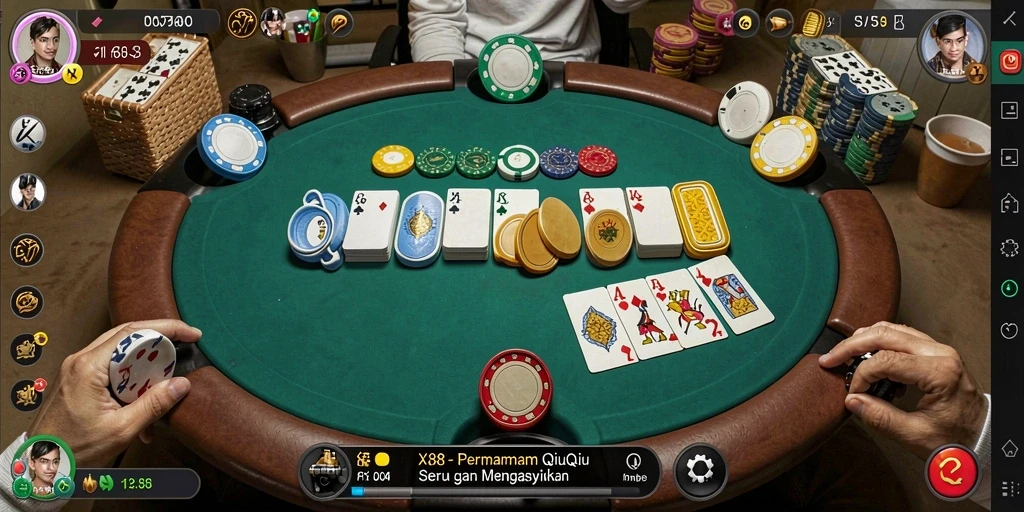 Screenshot utama X88 menampilkan gameplay QiuQiu yang menyenangkan.