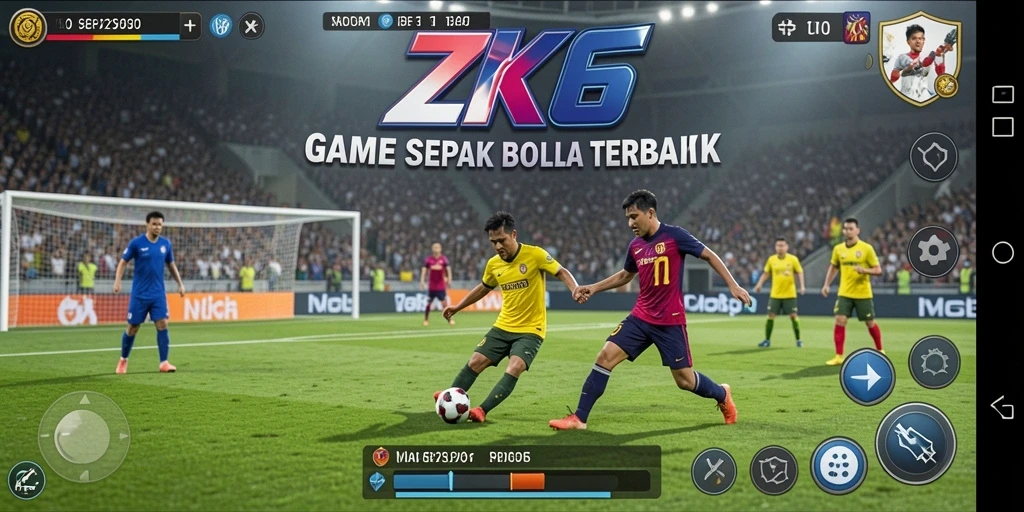 Tampilan gameplay ZK6 dengan aksi sepak bola yang mendebarkan.